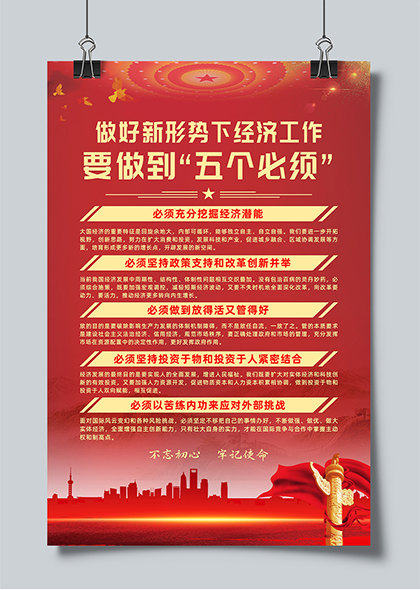 做好新形势下经济工作要做到五个必须党建宣传海报