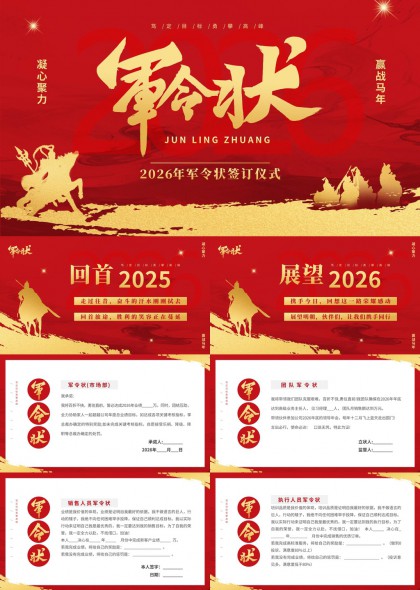 红色大气军令状2026年销售团队目标承诺PPT模板