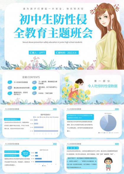 初中生防性侵安全教育主题班会PPT模板