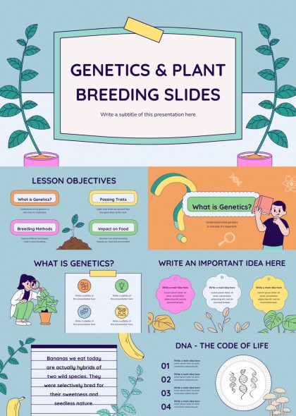 植物遗传育种科普教育卡通风格PPT模板