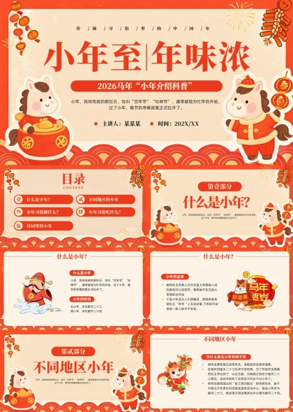 2026马年小年习俗科普介绍PPT模板