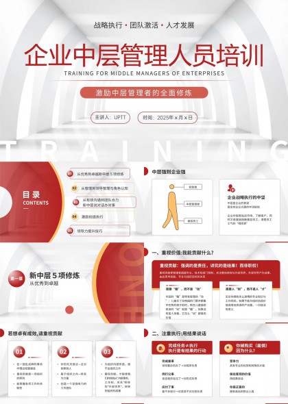 企业中层管理人员培训课件PPT模板