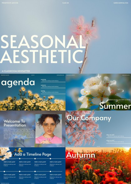 四季花卉主题商务汇报PPT模板