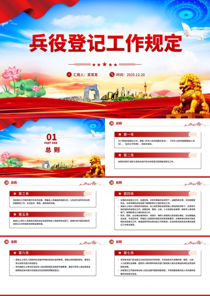 兵役登记工作规定政策解读PPT模板