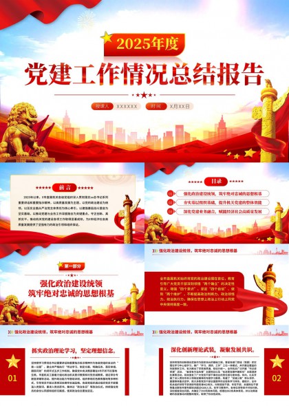 2025年度党建工作总结报告PPT模板