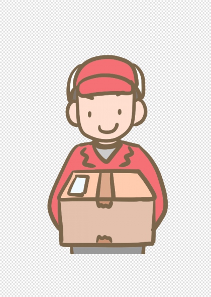 手绘快递员送包裹免抠插画元素