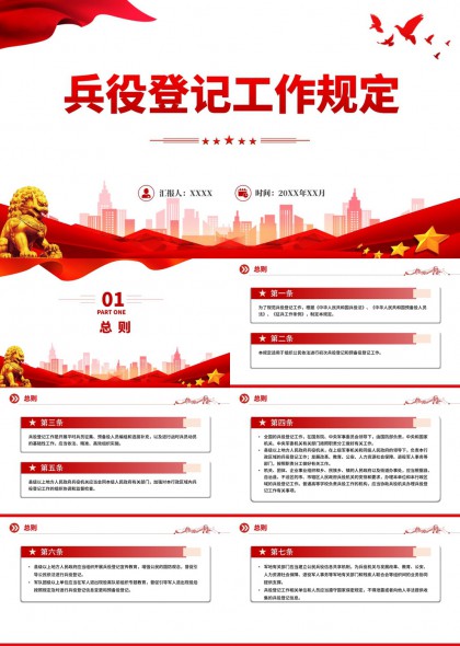 兵役登记工作规定详解PPT模板