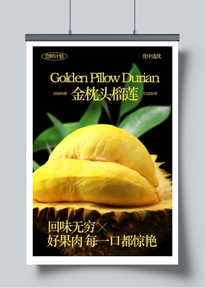 金枕头榴莲水果海报