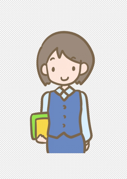 手绘职业女性教师持书免抠插画元素