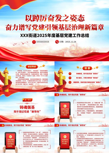 党建引领基层治理工作总结汇报PPT模板