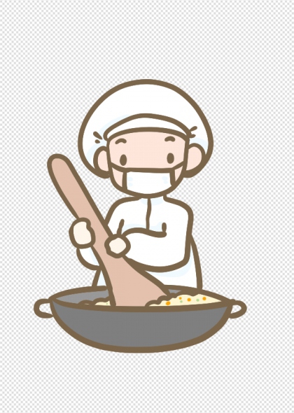 手绘厨师炒菜免抠插画元素