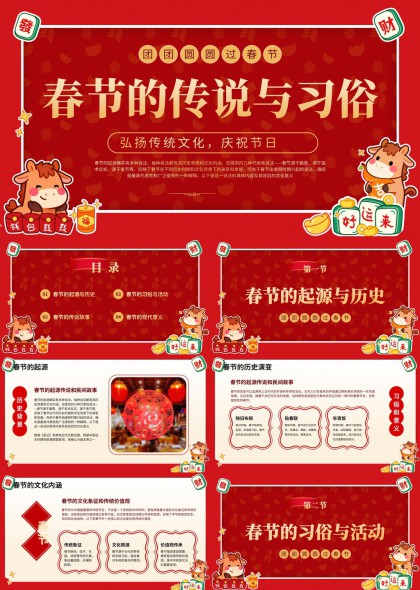 春节传说习俗文化内涵讲解PPT模板