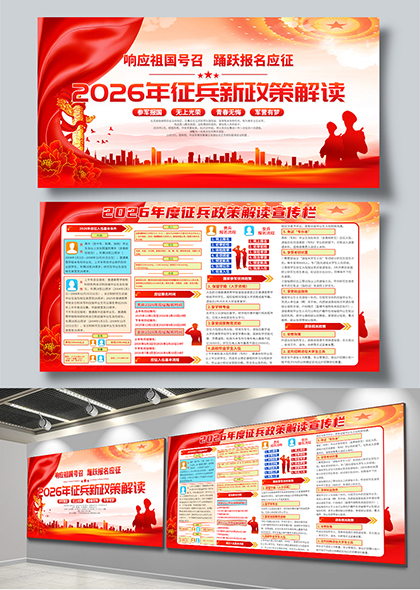 2026年度征兵政策解读宣传栏展板