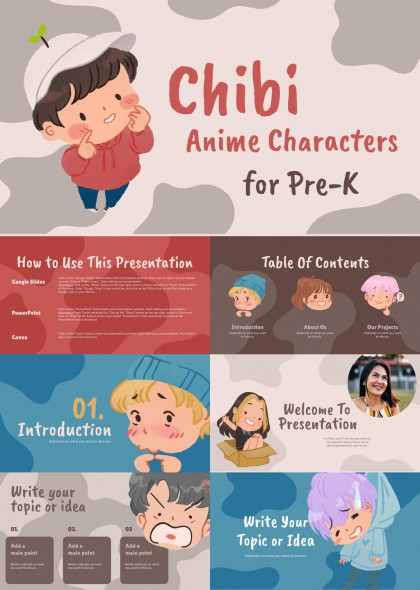 可爱卡通儿童角色幼儿园早教课件PPT模板