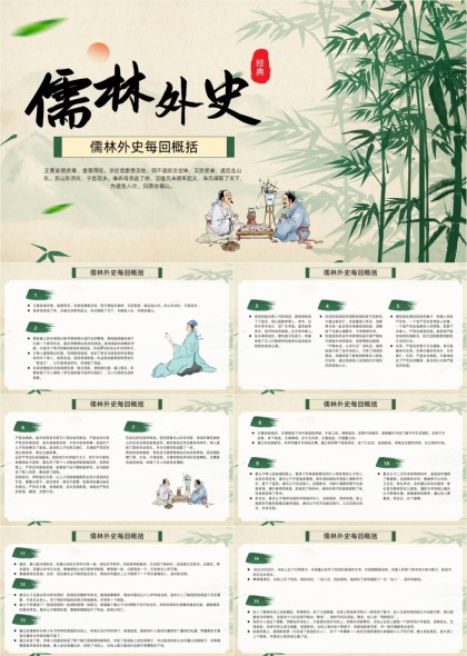 儒林外史经典插画每回概览PPT模板