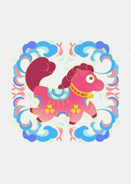 马年卡通生肖马免抠装饰元素