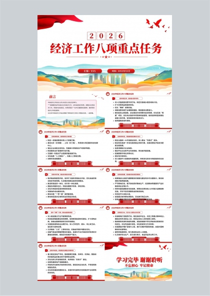2026年经济工作八项重点任务汇报演示PPT模板
