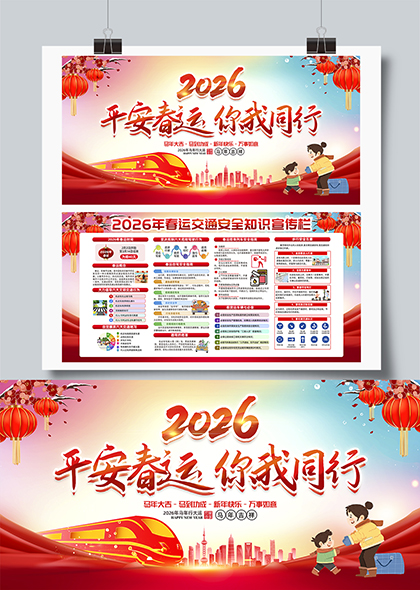 2026平安春运你我同行交通安全知识宣传展板
