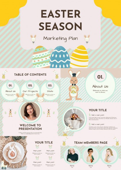 复活节主题可爱卡通风格营销计划PPT模板