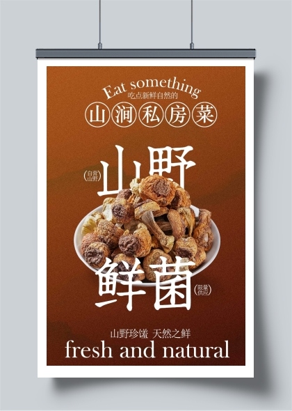 山野鲜菌美食宣传海报