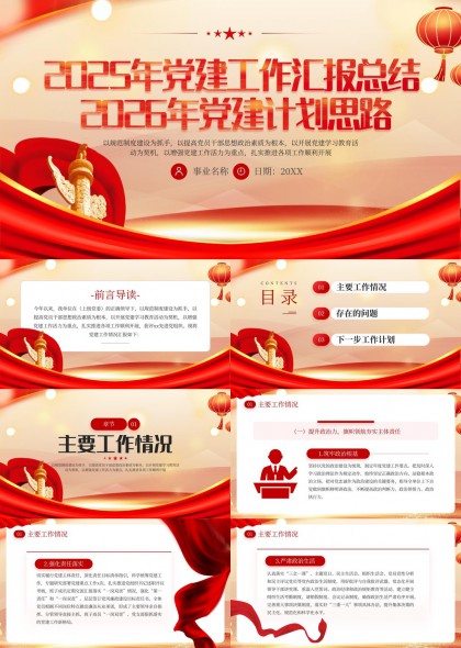 2025党建汇报总结与2026党建计划思路PPT模板