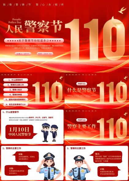 110警察节知识科普PPT模板