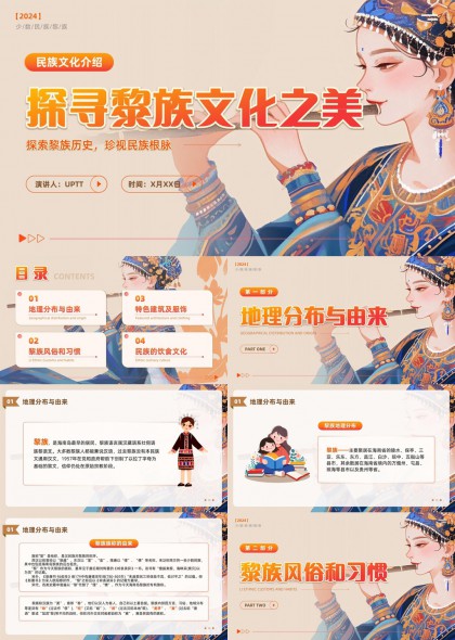 黎族少数民族文化介绍PPT模板