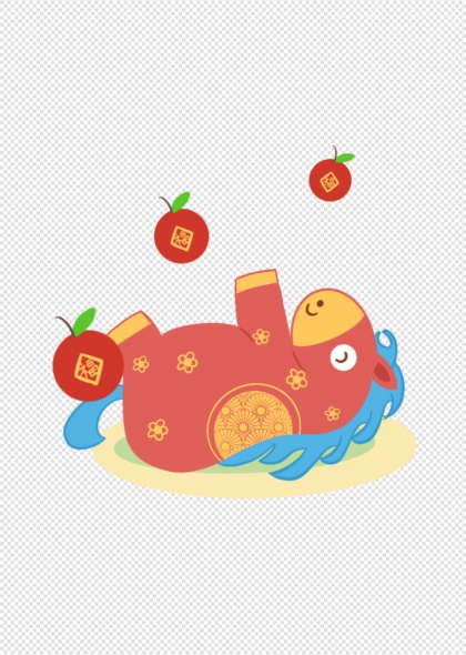 苹果装饰马年卡通IP形象免抠插画元素