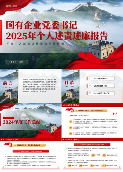 国企党委书记2025年个人述责述廉报告PPT模板