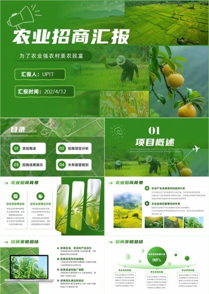 农业招商汇报项目分析成果展示PPT模板
