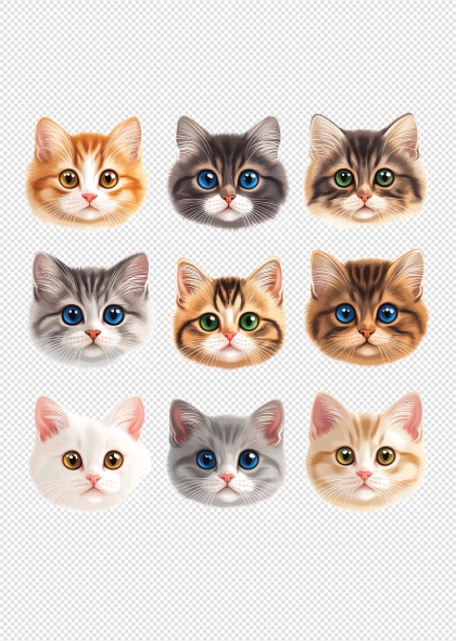 可爱猫咪头像免抠装饰元素
