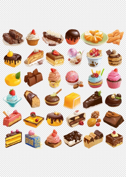 甜品蛋糕冰淇淋免抠插画装饰元素