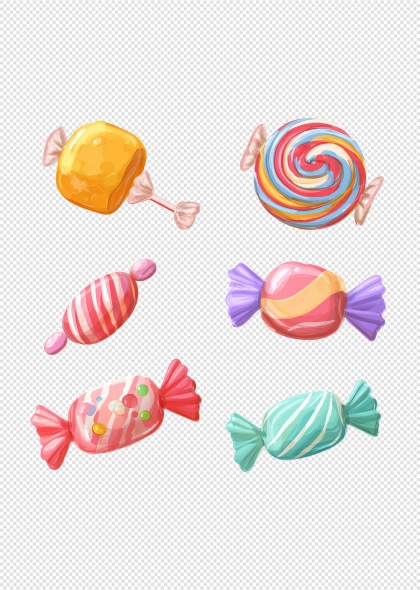 彩色糖果手绘免抠插画装饰元素