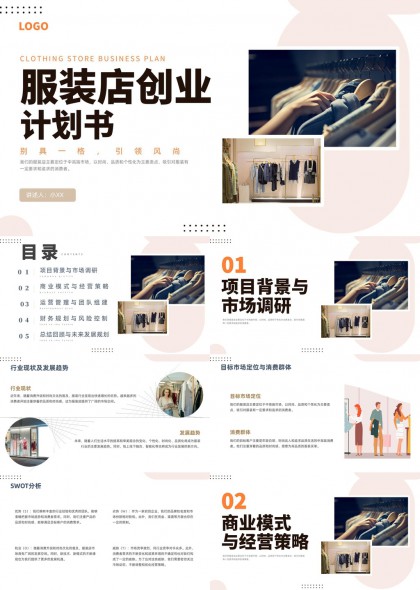 服装店创业计划书商业运营财务规划PPT模板