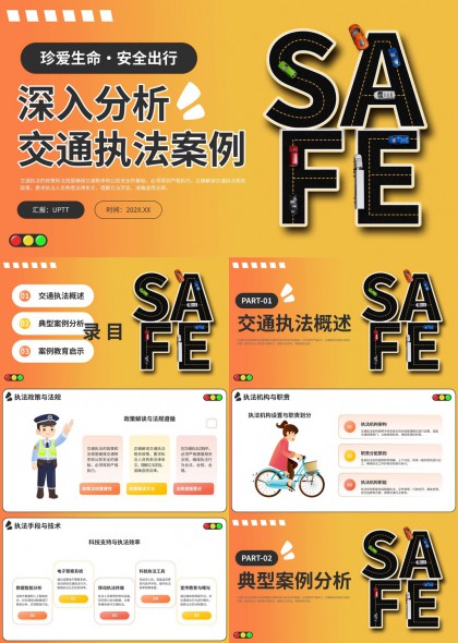 珍爱生命安全出行交通执法案例分析PPT模板