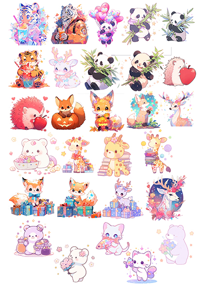 熊猫老虎刺猬等可爱动物卡通插画合集
