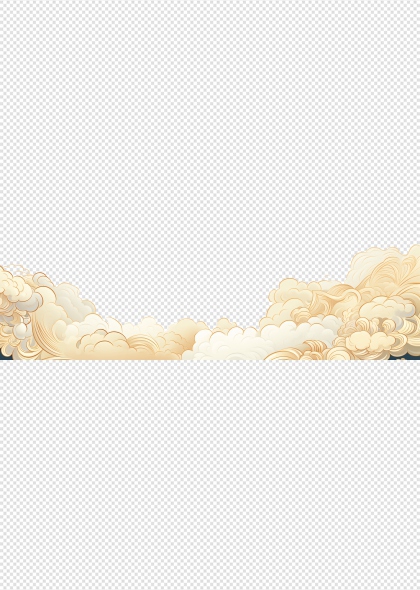 金色祥云波浪边框免抠装饰插画