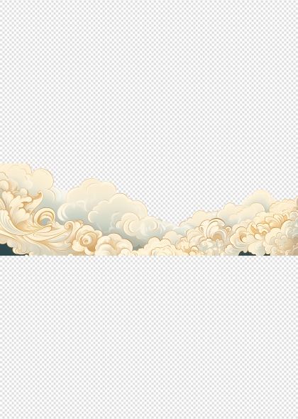 金色祥云纹样免抠装饰边框元素