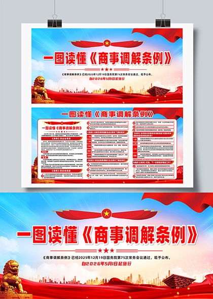 一图读懂商事调解条例宣传展板