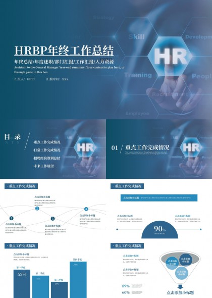 蓝色科技风HRBP年终工作总结汇报PPT模板