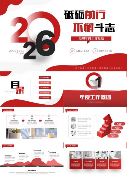 经理年终工作总结汇报PPT模板