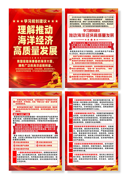 红色党政风海洋经济高质量发展政策解读系列海报