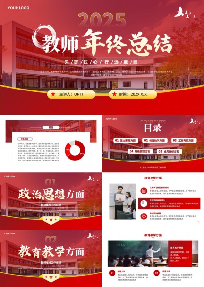 教师年终工作总结汇报PPT模板
