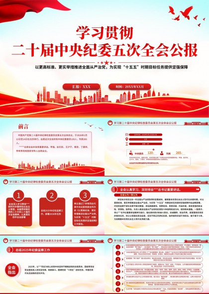 二十届中央纪委五次全会精神PPT模板