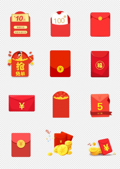 免单金币散落促销活动红包封面设计元素