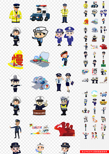 卡通警察交警形象交通安全宣传PNG插画