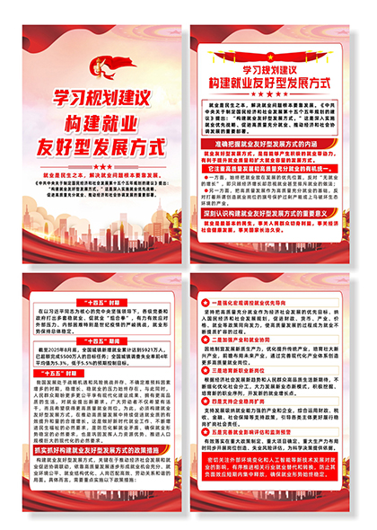 学习规划构建就业友好型发展方式宣传四联海报