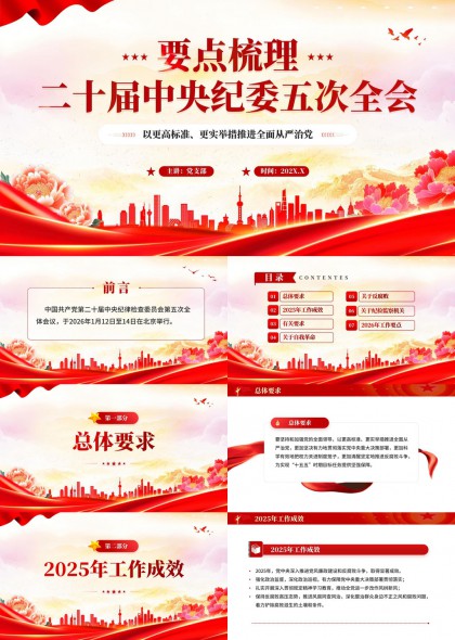 二十届中央纪委五次全会要点梳理PPT模板