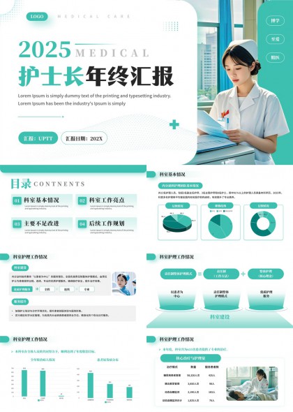 2025年护士长年度工作总结汇报科室建设与质量改进PPT模板