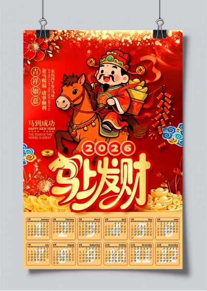 2026马到成功金马赐福年历日历